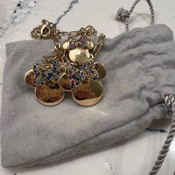 Disney x BaubleBar Gold Mickey Necklace and matching earrings - Picture 4 of 7